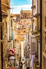 Fototapeta na wymiar Popular narrow street in Dubrovnik