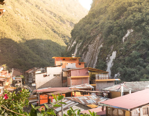 Aguas Calientes town in Cusco, Machu Picchu, Peru. This is where most tourists stay when visiting the Machu Picchu - lost city of the incas.