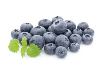 Group of fresh juisy blueberries isolated on white background.
