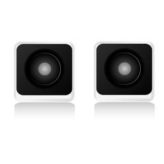 Computer speakers isolated on white background, vector illustration