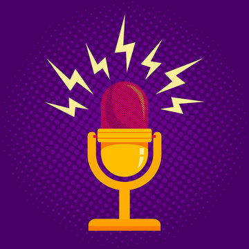 Microphone on halftone background