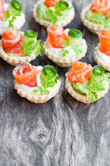 tartlets  with cream cheese and smoked salmon