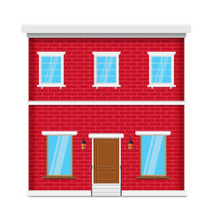 facade of the two-story brick house. vector illustration