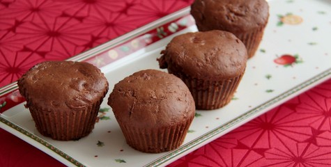 Gingerbread muffins with dark cocoa and plum butter.