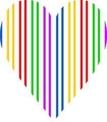 Heart from stripes - blue, yellow, red, green and violet