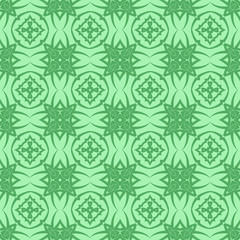 Green Ornamental Seamless Line Pattern. Endless Texture. Oriental Geometric Ornament
