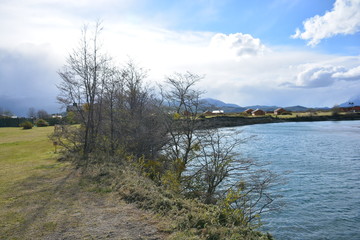 Landscape of lakes and Falls in Patagonia Chile