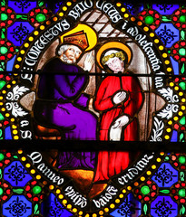 Obraz na płótnie Canvas Stained Glass - Saints Conteste and Manveus, bishops of Bayeux