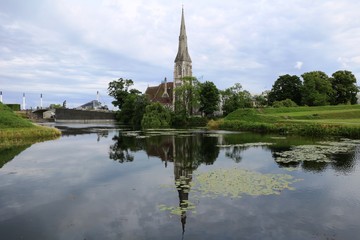 Fototapeta na wymiar View to St. Alban's Church in Copenhagen, Denmark Scandinavia