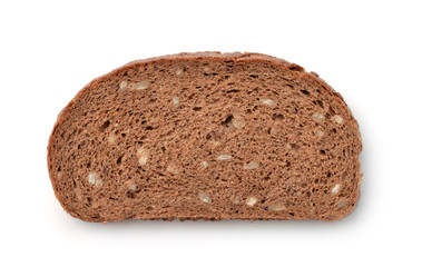 Slice of wholegrain rye bread with bran