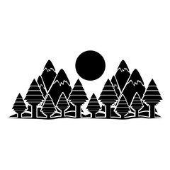 Forest and mountain icon. Landscape nature outdoor beautiful and season theme. Isolated design. Vector illustration