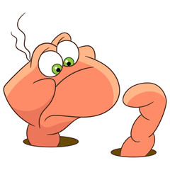 Cute and funny cartoon worm insect, isolated on white background. Childish vector illustration and colorful book page for kids.