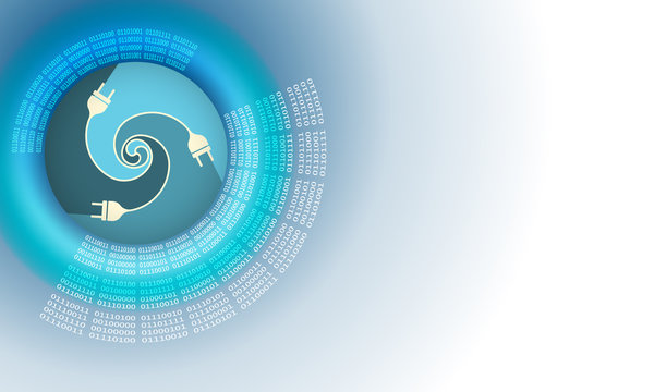 Vector abstract background with circular binary code and energy