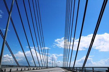 Cable-stayed bridge Öresund bridge between Malmö and Copenhagen Denmark Sweden 