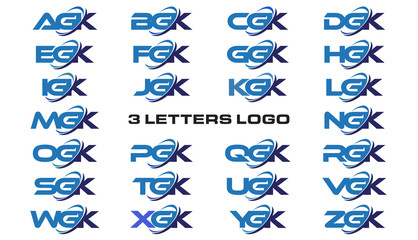 3 letters modern generic swoosh logo  AGK, BGK, CGK, DGK, EGK, FGK, GGK, HGK, IGK, JGK, KGK, LGK, MGK, NGK, OGK, PGK, QGK, RGK, SGK, TGK, UGK, VGK, WGK, XGK, YGK, ZGK