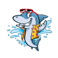 Obraz premium Kreskówka Shark Beach