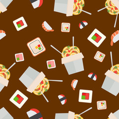 Sushi food vector seamless pattern