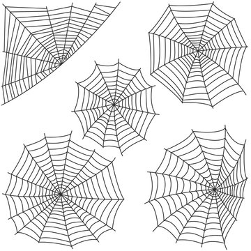 Spider web silhouette vector set