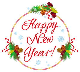 Holiday round label with greeting text 