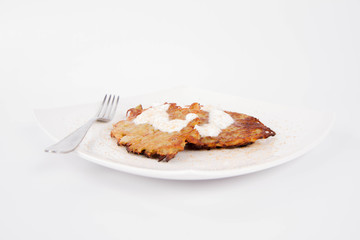 Potato Pancakes with cream and brown sugar