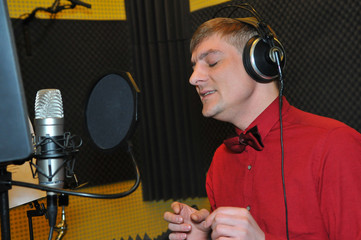 the singer in the Studio