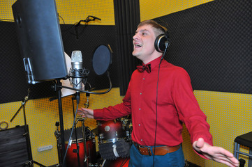 the singer in the Studio