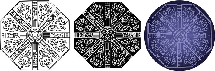 Fantastic geometry mandala for coloring book