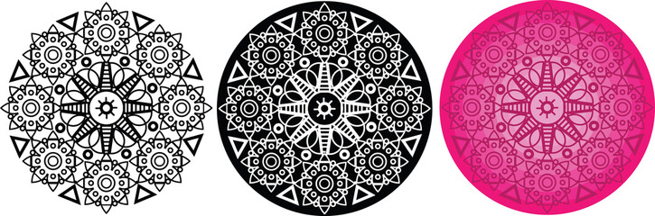 Flower mandala for coloring book. Round pattern with thick contour