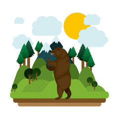 Obraz na płótnie Canvas Bear and forest icon. Animal wild nature wildlife and character theme. Isolated design. Vector illustration