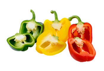 Sliced pepper isolated on white background
