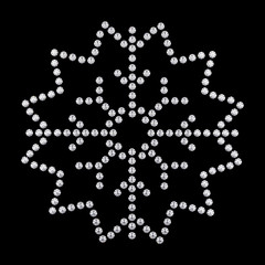 3D illustration diamond snowflake on black background