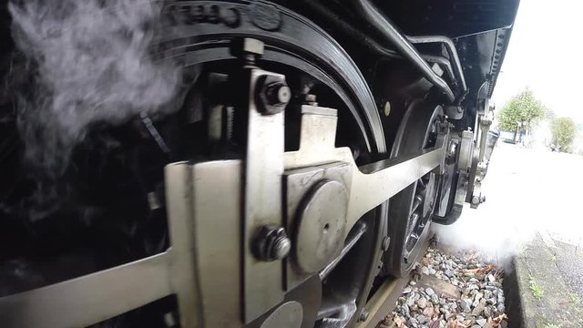 Historical steam engine train locomotive. old technology background. nostalgic retro vintage style.
