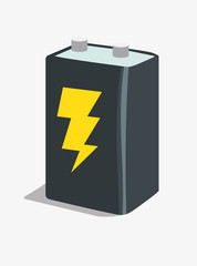 9 volt battery with electricty icon