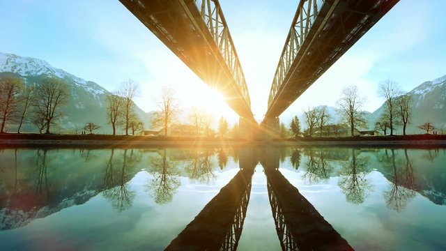 Beautiful landscape panorama at sunset.