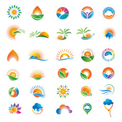 set of vector logos sun