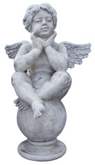 angel carved from marble isolated on white
