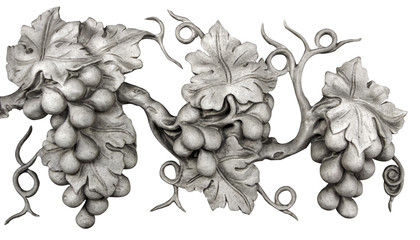 Vine carved in marble isolated on white