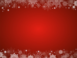 fairytale christmas background many snowflakes frame red rectang