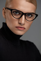 Fototapeta na wymiar Women Fashion Glasses. Girl In Eyewear Frame, Stylish Eyeglasses