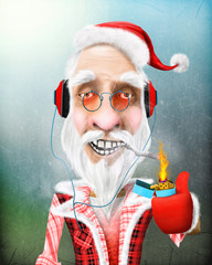 trendy Santa Claus - Santa with a cigarette - Christmas - New Year fashion from santa  2017