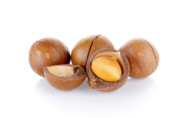 macadamia nuts on white background