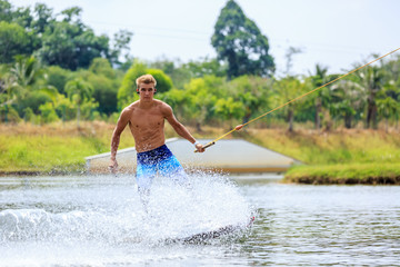 Man Wakeboarding
