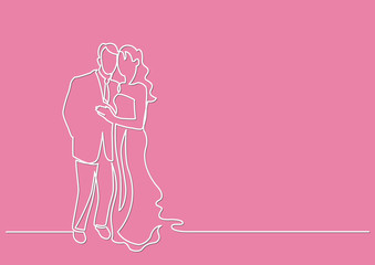 continuous line drawing of loving couple