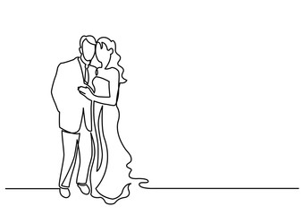 continuous line drawing of loving couple