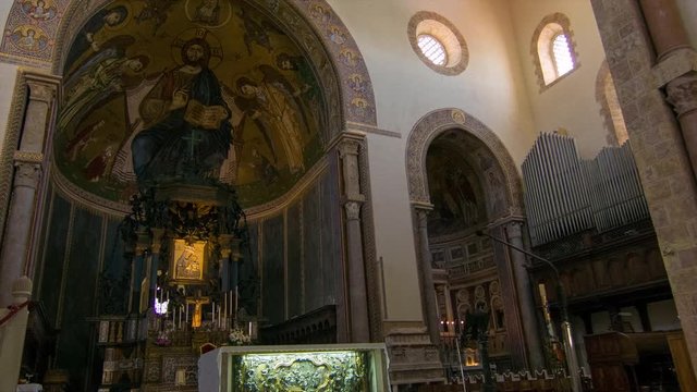 Duomo Roman Catholic Church in Messina Sicily Italy with the Organ and Painted Ceiling Artwork in the Historical Landmark Attraction