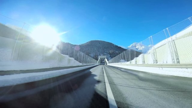 Beautiful road drive over modern bridge.