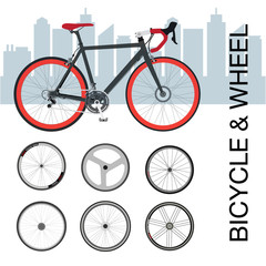Fototapeta premium Bicycle wheel Set vector illustration