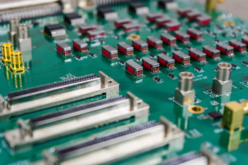 circuit board with electronic components background