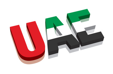 3D UAE United Arab Emirates Word Text Flag (letters)