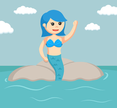 female mermaid sit on a rock